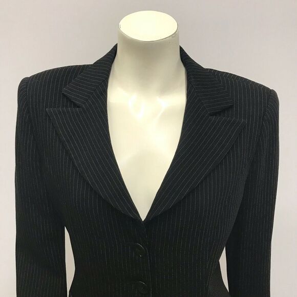 Armani Collezioni Jacket Black With White Pinstripes Classic Made‎ in Italy 10 - Picture 4 of 6
